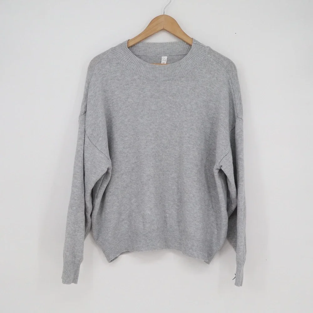 Stylus Womens Gray Crewneck Relaxed Fit Pullover Sweater Size Large